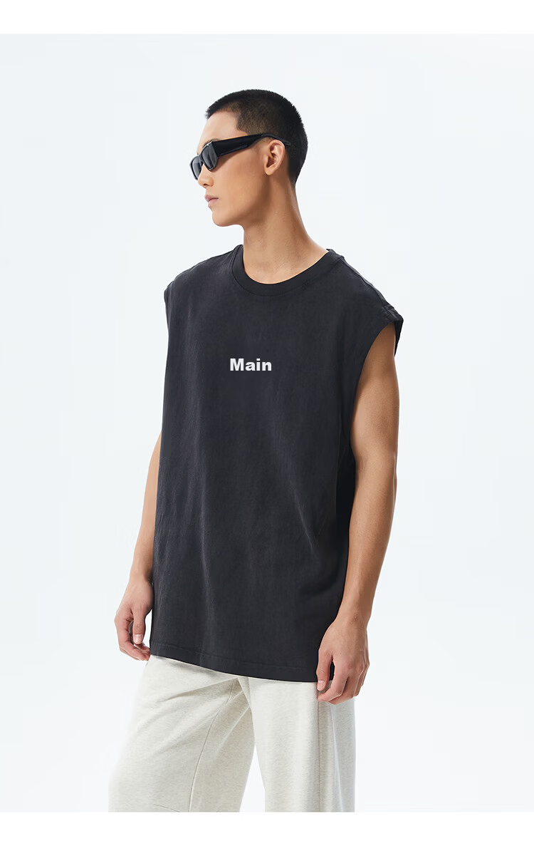 CHINISM Classic Cotton Logo Vest Men Summer Breathable Sleeveless Tank Top XV2333H6031 7
